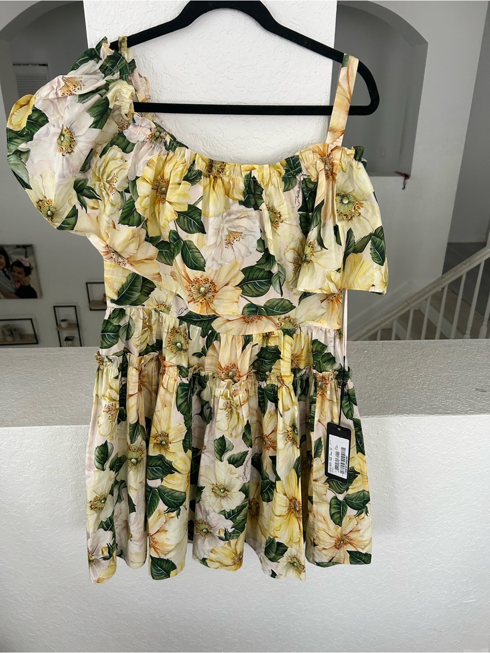Dolce and Gabbana Floral Ruffle Dress - Yellow & Green